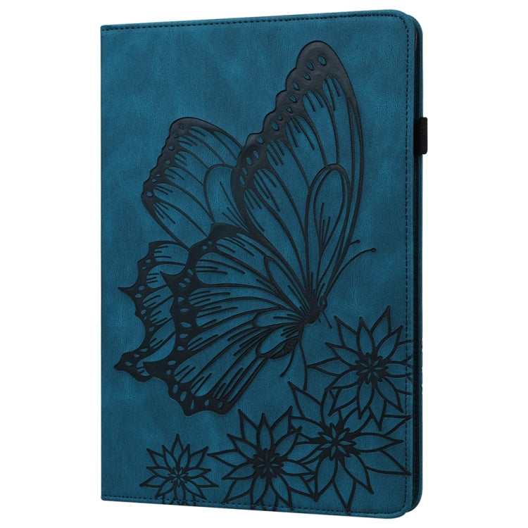 For iPad Pro 11 2024 Big Butterfly Embossed Leather Tablet Case(Blue)