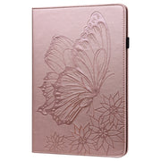 For iPad Pro 11 2024 Big Butterfly Embossed Leather Tablet Case(Rose Gold)