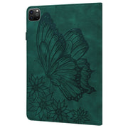 For iPad Pro 13 2024 Big Butterfly Embossed Leather Tablet Case(Green)