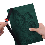 For iPad Pro 13 2024 Big Butterfly Embossed Leather Tablet Case(Green)