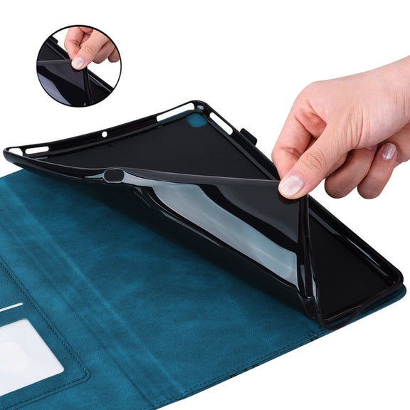For iPad Pro 13 2024 Big Butterfly Embossed Leather Tablet Case(Blue)