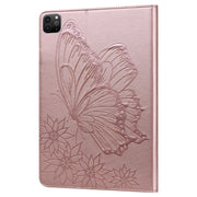 For iPad Pro 13 2024 Big Butterfly Embossed Leather Tablet Case(Rose Gold)