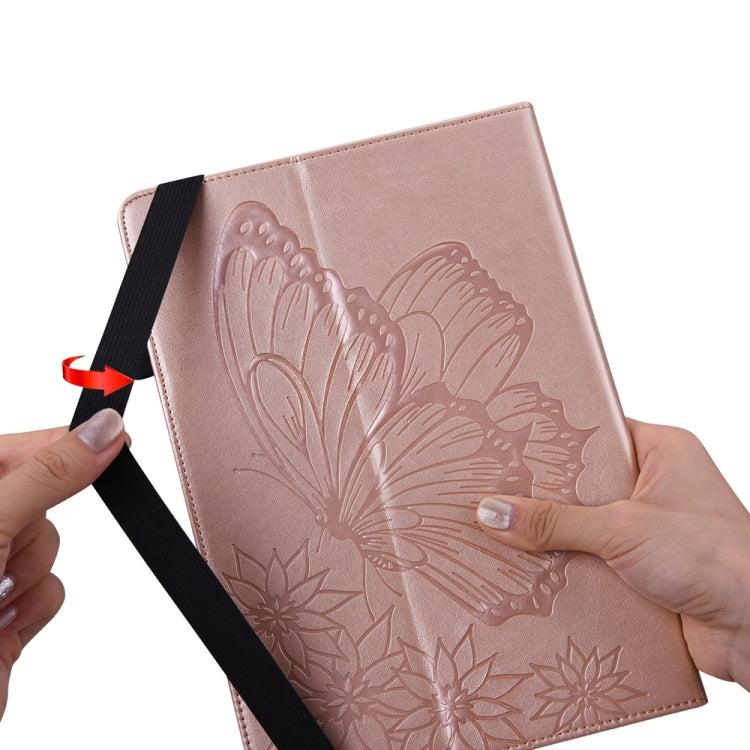 For iPad Pro 13 2024 Big Butterfly Embossed Leather Tablet Case(Rose Gold)