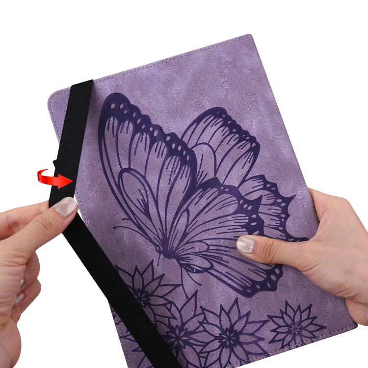 For Lenovo Tab P12 / Xiaoxin Pad Pro 12.7 Big Butterfly Embossed Leather Tablet Case(Purple)