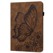 For Samsung Galaxy Tab S9 FE+ / S9+ / S8+ Big Butterfly Embossed Leather Tablet Case(Brown)