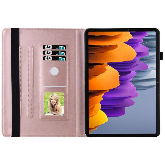 For Samsung Galaxy Tab S9 Ultra / S8 Ultra Big Butterfly Embossed Leather Tablet Case(Rose Gold)