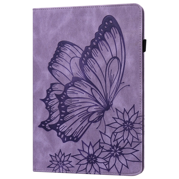 For Xiaomi Redmi Pad SE Big Butterfly Embossed Leather Tablet Case(Purple)