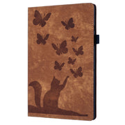 For iPad Pro 11 2024 Butterfly Cat Embossing Leather Tablet Case(Brown)