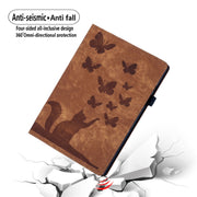 For iPad Pro 11 2024 Butterfly Cat Embossing Leather Tablet Case(Brown)