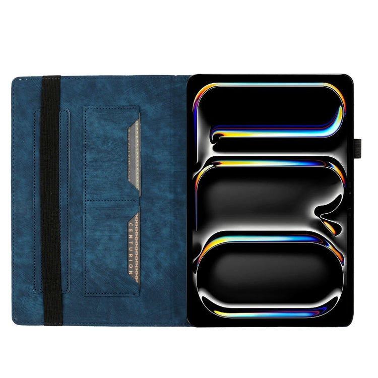 For iPad Pro 13 2024 Butterfly Cat Embossing Leather Tablet Case(Dark Blue)