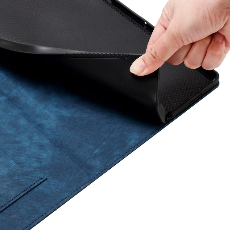 For iPad Pro 13 2024 Butterfly Cat Embossing Leather Tablet Case(Dark Blue)