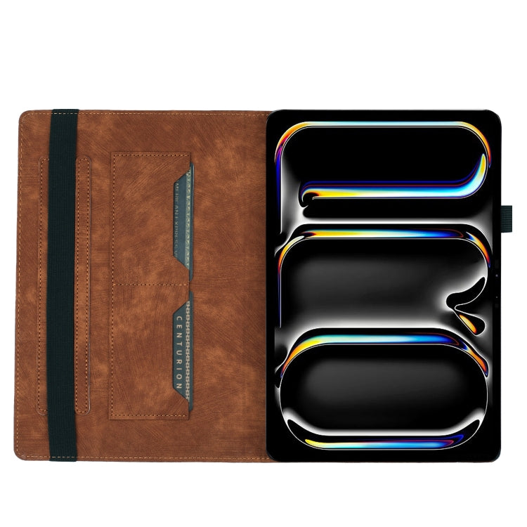 For iPad Pro 13 2024 Butterfly Cat Embossing Leather Tablet Case(Brown)