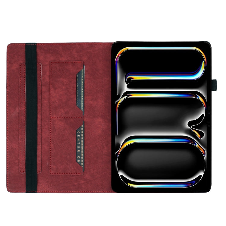 For iPad Pro 13 2024 Butterfly Cat Embossing Leather Tablet Case(Red)