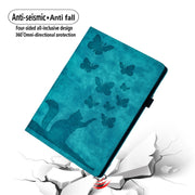 For iPad Pro 13 2024 Butterfly Cat Embossing Leather Tablet Case(Sky Blue)