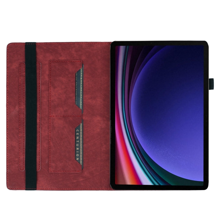 For Samsung Galaxy Tab S9 FE+ / S9+ / S8+ Butterfly Cat Embossing Leather Tablet Case(Red)