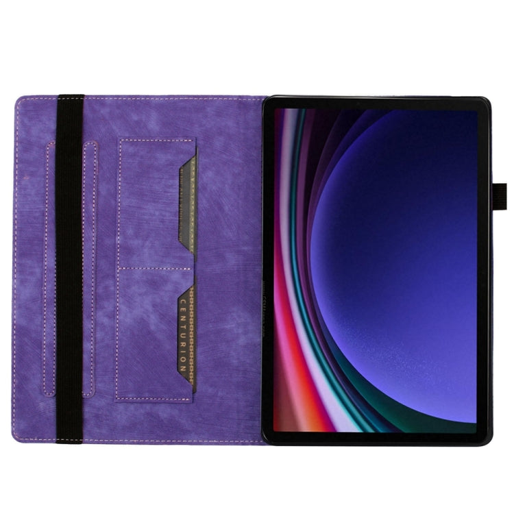 For Samsung Galaxy Tab S9 Ultra / S8 Ultra Butterfly Cat Embossing Leather Tablet Case(Purple)