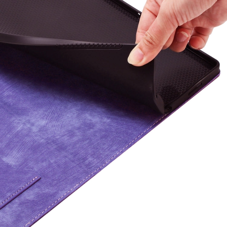For Samsung Galaxy Tab S9 Ultra / S8 Ultra Butterfly Cat Embossing Leather Tablet Case(Purple)