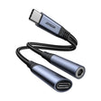JOYROOM SY-C02 2 in 1 USB-C/Type-C to 3.5mm+USB-C/Type-C Audio Adapter Cable(Black) - free shipping - PMC TechLife - Order now!