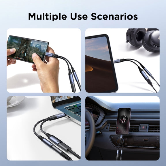JOYROOM SY-C02 2 in 1 USB-C/Type-C to 3.5mm+USB-C/Type-C Audio Adapter Cable(Black)