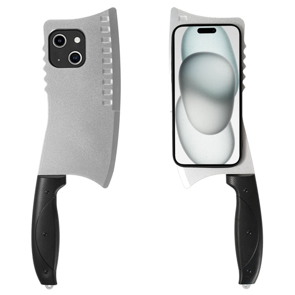 For iPhone 15 Plus Simulated Kitchen Knife TPU + PC Phone Case(Silver)