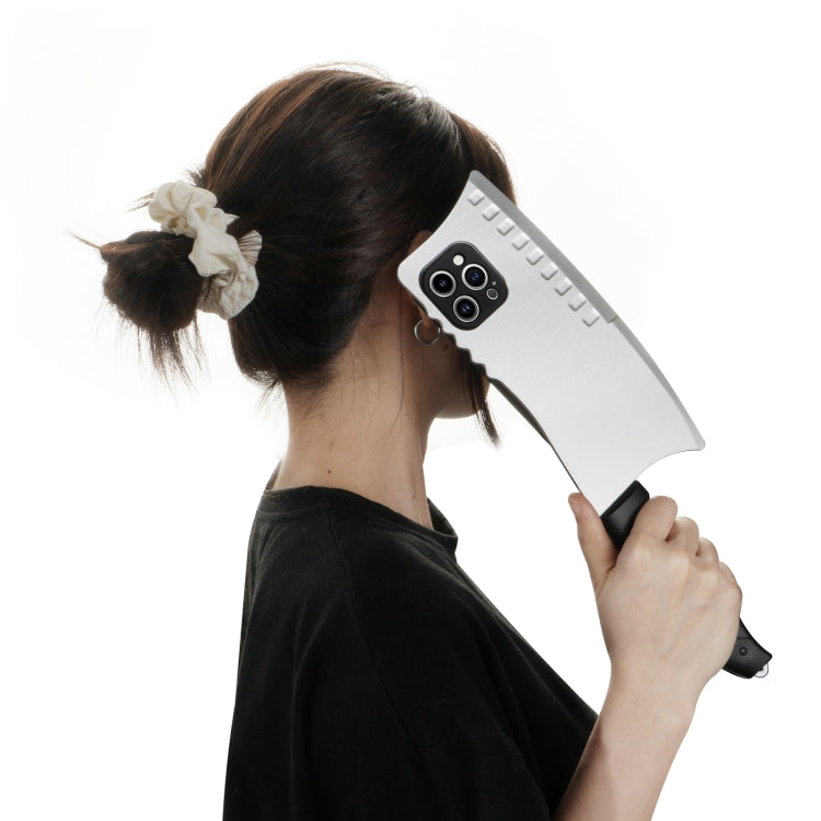 For iPhone 14 Plus Simulated Kitchen Knife TPU + PC Phone Case(Silver)