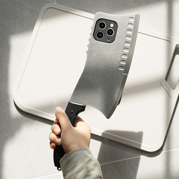 For iPhone 15 Plus Simulated Kitchen Knife TPU + PC Phone Case(Silver)