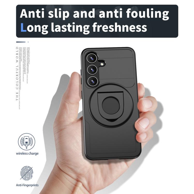 For Samsung Galaxy S24+ 5G Armor MagSafe Ring Holder Phone Case(Black)