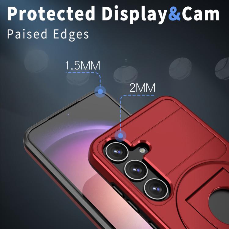For Samsung Galaxy S24 5G Armor MagSafe Ring Holder Phone Case(Red)