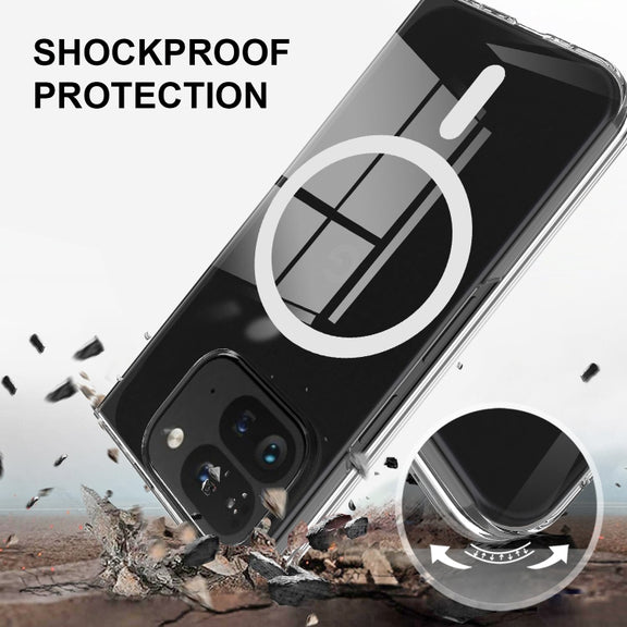 For Google Pixel 9 Pro Fold Scratchproof PC Transparent MagSafe Phone Case