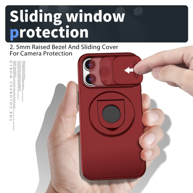 For iPhone 13 Pro Max Camshield MagSafe Ring Holder Armor Phone Case(Red)