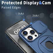 For iPhone 13 Camshield MagSafe Ring Holder Armor Phone Case(Blue)