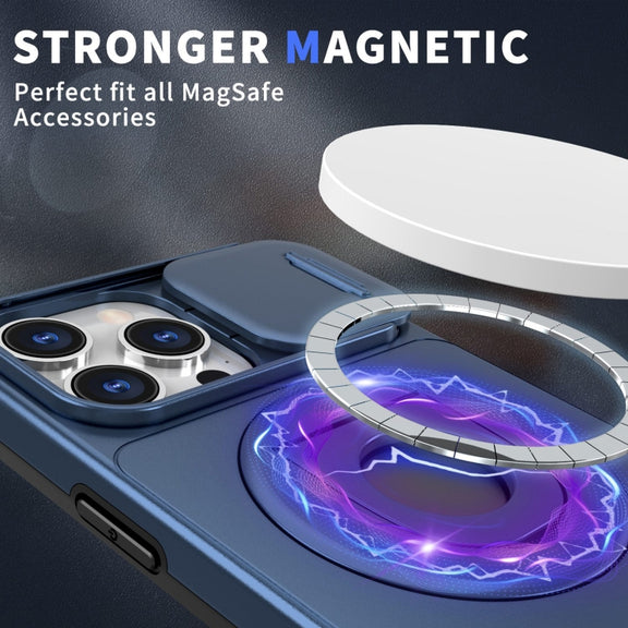 For iPhone 11 Camshield MagSafe Ring Holder Armor Phone Case(Blue)