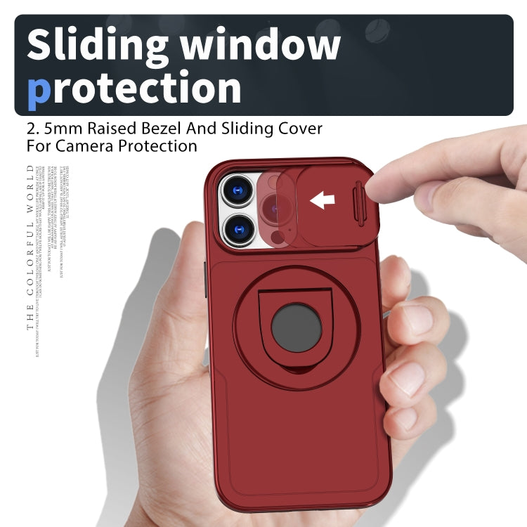 For iPhone 16 Pro Max Camshield MagSafe Ring Holder Armor Phone Case(Red)