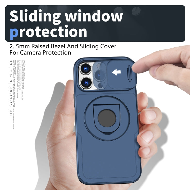 For iPhone 16 Pro Max Camshield MagSafe Ring Holder Armor Phone Case(Blue)
