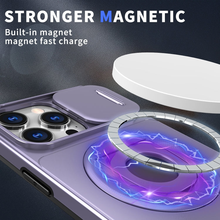 For iPhone 16 Pro Max Camshield MagSafe Ring Holder Armor Phone Case(Purple)