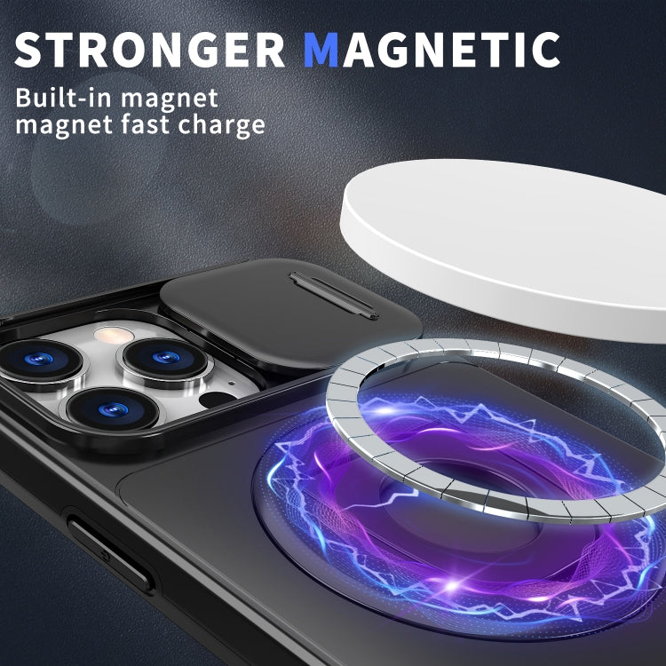 For iPhone 16 Pro Camshield MagSafe Ring Holder Armor Phone Case(Black)