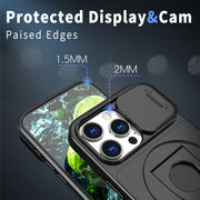 For iPhone 16 Pro Camshield MagSafe Ring Holder Armor Phone Case(Black)