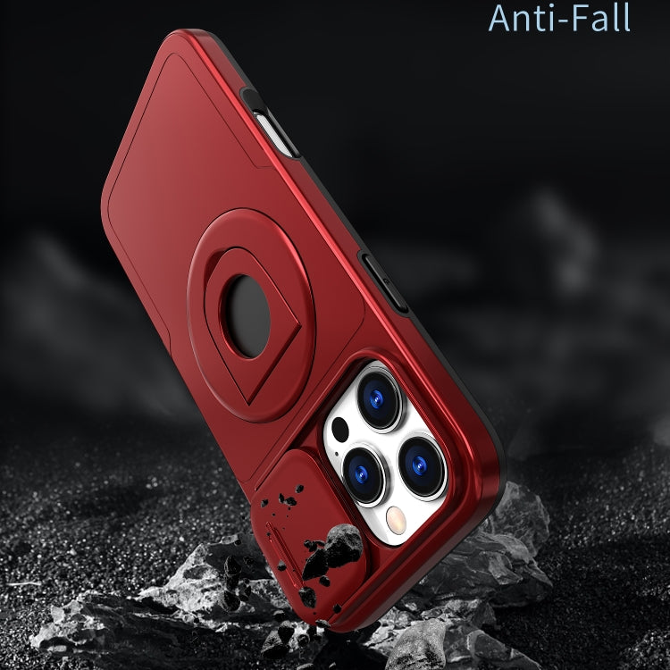 For iPhone 16 Pro Camshield MagSafe Ring Holder Armor Phone Case(Red)