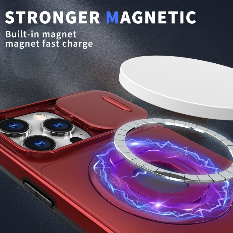 For iPhone 16 Pro Camshield MagSafe Ring Holder Armor Phone Case(Red)