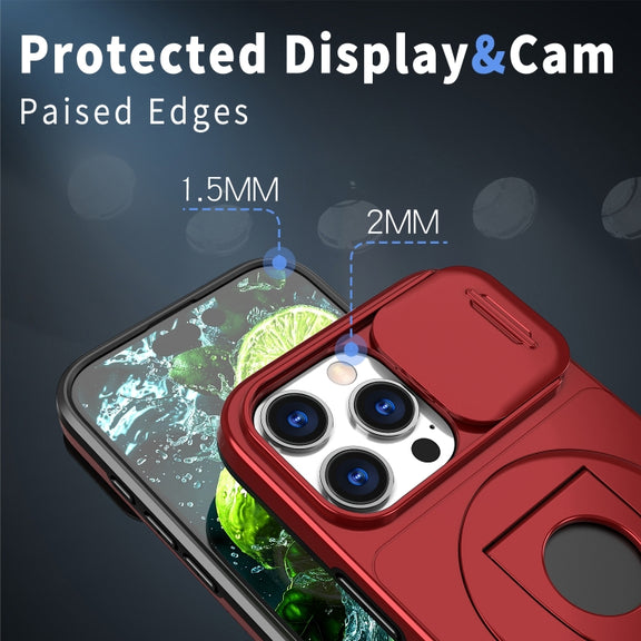 For iPhone 16 Pro Camshield MagSafe Ring Holder Armor Phone Case(Red)