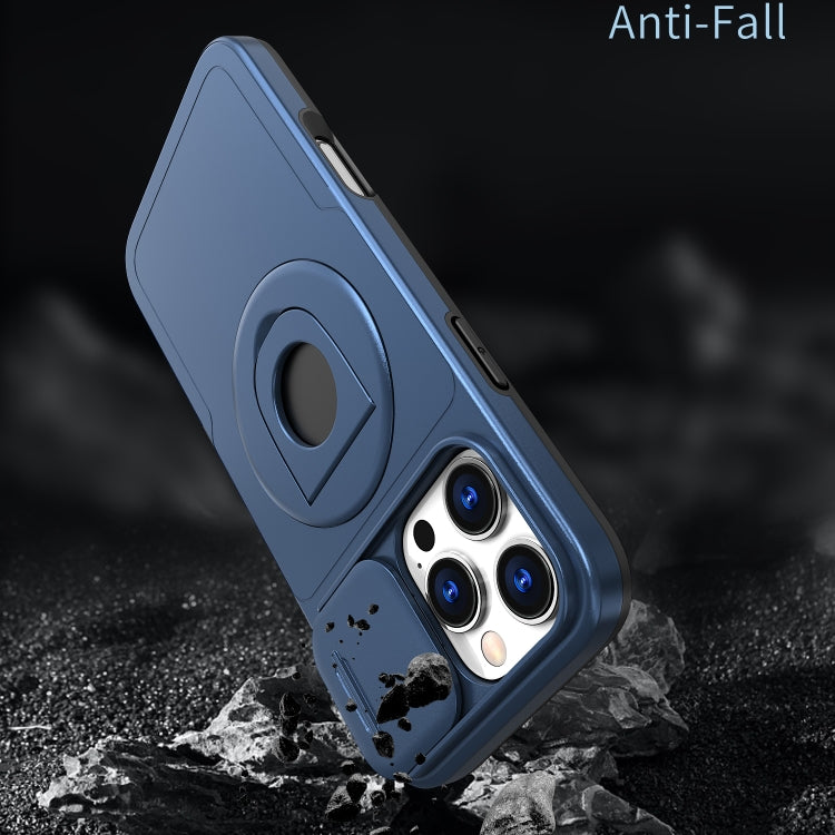 For iPhone 16 Pro Camshield MagSafe Ring Holder Armor Phone Case(Blue)