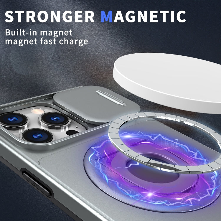 For iPhone 16 Pro Camshield MagSafe Ring Holder Armor Phone Case(Titanium Grey)