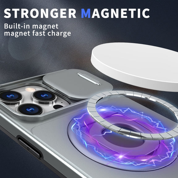 For iPhone 16 Pro Camshield MagSafe Ring Holder Armor Phone Case(Titanium Grey)