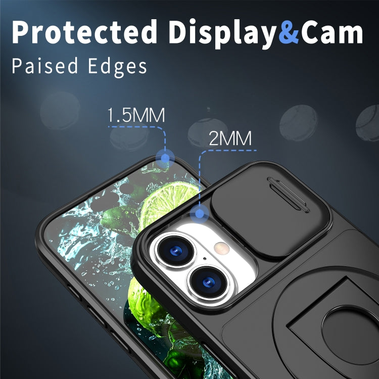 For iPhone 16 Plus Camshield MagSafe Ring Holder Armor Phone Case(Black)