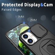 For iPhone 16 Plus Camshield MagSafe Ring Holder Armor Phone Case(Black)