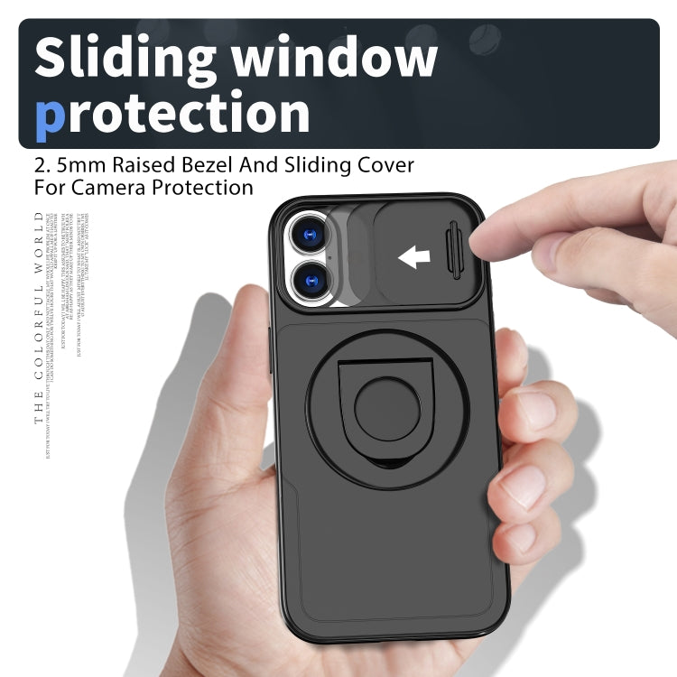 For iPhone 16 Plus Camshield MagSafe Ring Holder Armor Phone Case(Black)