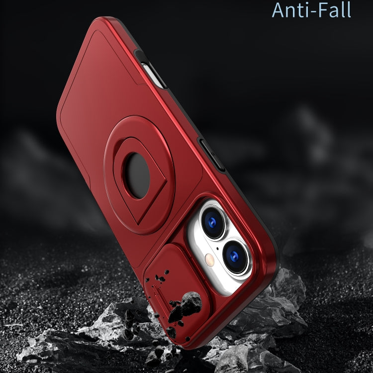 For iPhone 16 Plus Camshield MagSafe Ring Holder Armor Phone Case(Red)