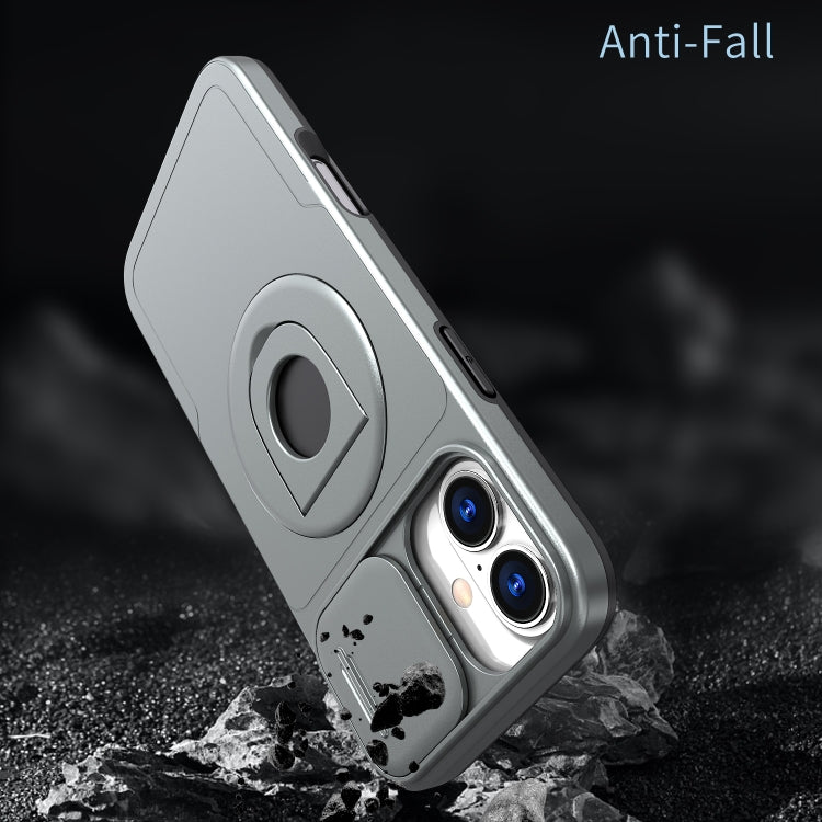 For iPhone 16 Plus Camshield MagSafe Ring Holder Armor Phone Case(Titanium Grey)