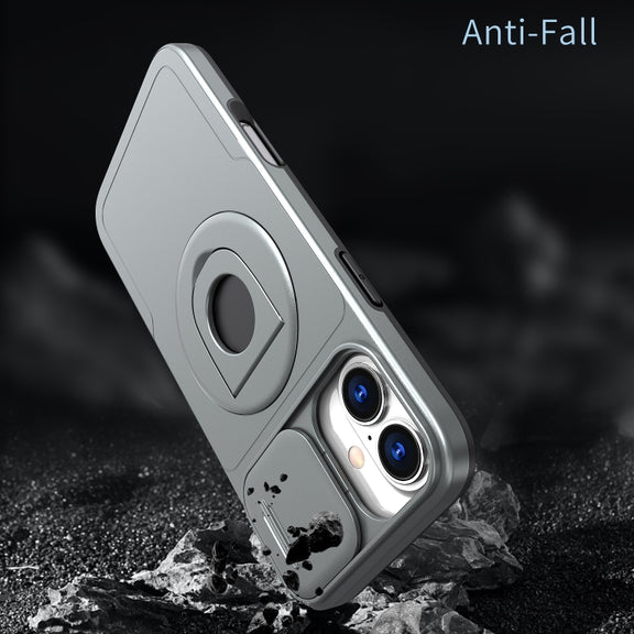 For iPhone 16 Plus Camshield MagSafe Ring Holder Armor Phone Case(Titanium Grey)