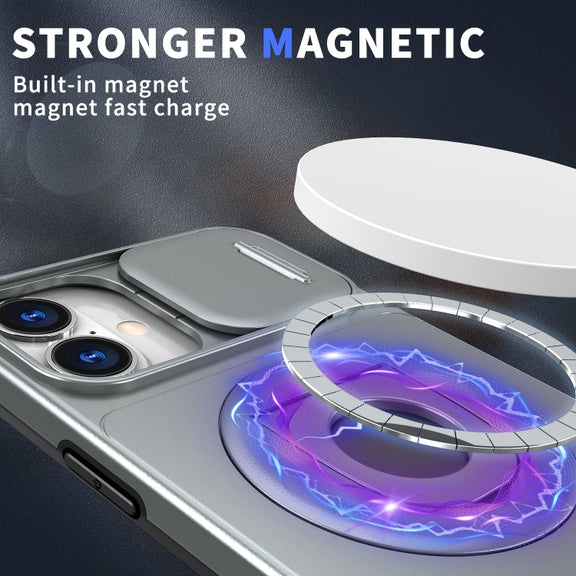 For iPhone 16 Plus Camshield MagSafe Ring Holder Armor Phone Case(Titanium Grey)
